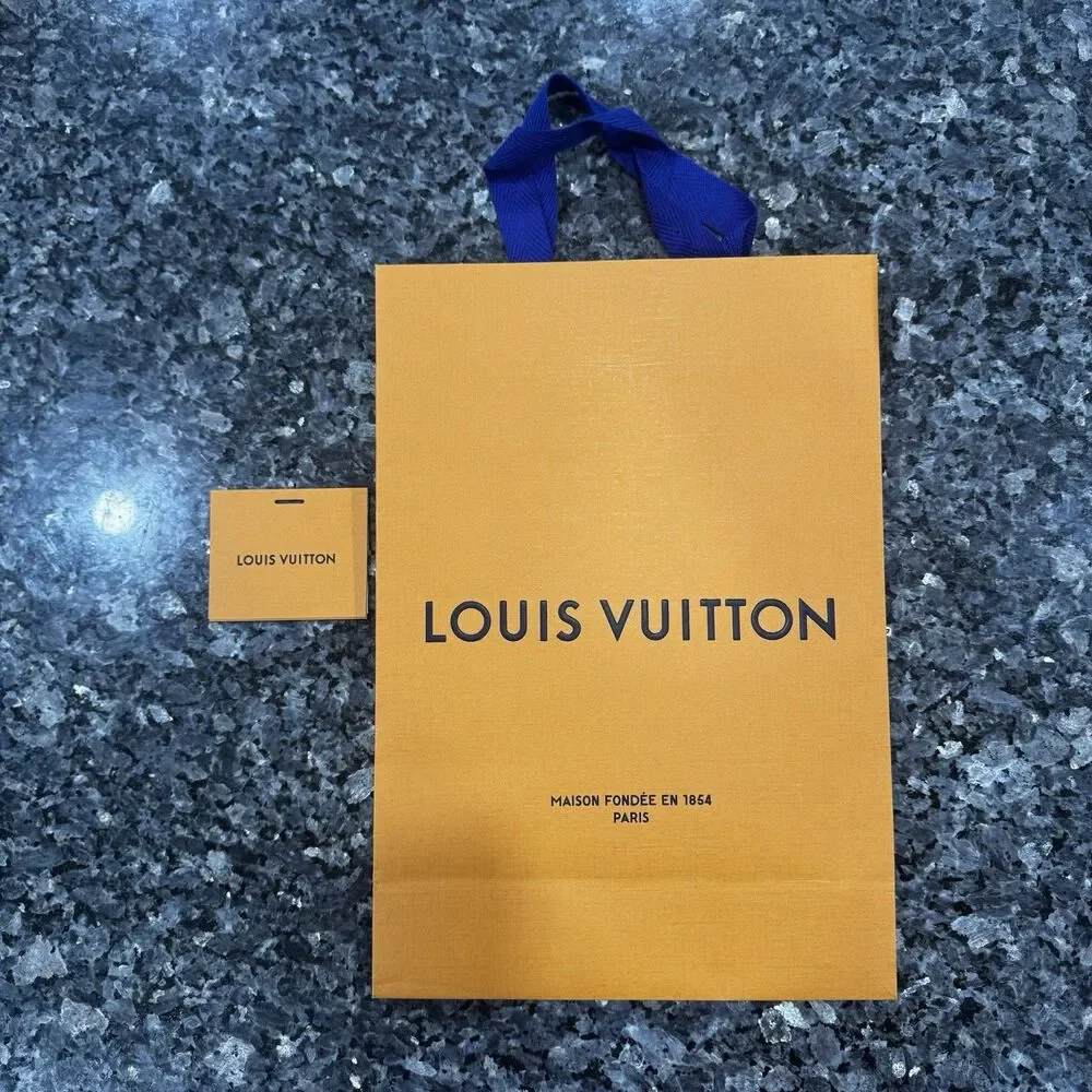 Louis Vuitton Orange Paper Shopping Gift Bag +Receipt Card +Envelope Blank Card
